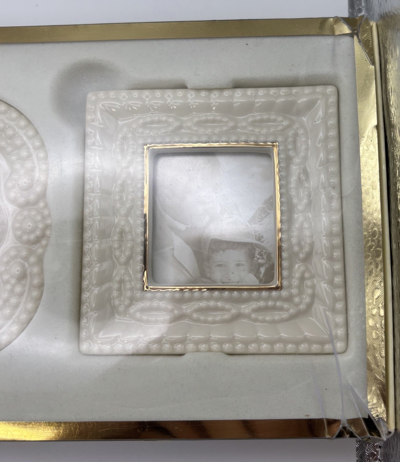 Vintage Classic Lenox Set Of 3 Beaded Picture Frames Gold Trim New In Box