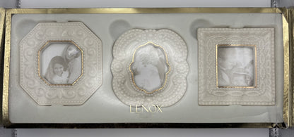 Vintage Classic Lenox Set Of 3 Beaded Picture Frames Gold Trim New In Box