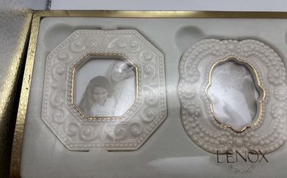 Vintage Classic Lenox Set Of 3 Beaded Picture Frames Gold Trim New In Box