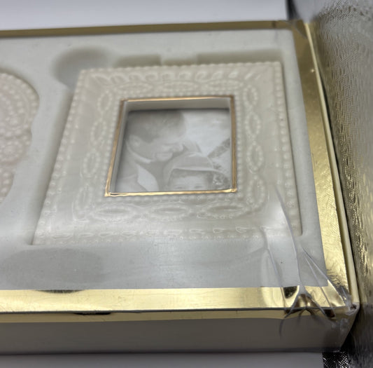 Vintage Classic Lenox Set Of 3 Beaded Picture Frames Gold Trim New In Box