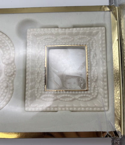 Vintage Classic Lenox Set Of 3 Beaded Picture Frames Gold Trim New In Box